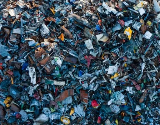 Mixed waste material awaiting recycling and recovery